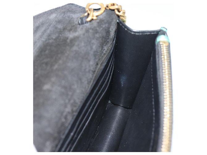 Portafoglio a tracolla con catena SAINT LAURENT in pelle verde e toni dorati 452159 Auth ka5455V - vista 19