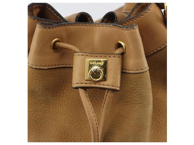 Céline Bolsa de Ombro CELINE em Couro Bege Dourado Autêntica 194005 - vista 14