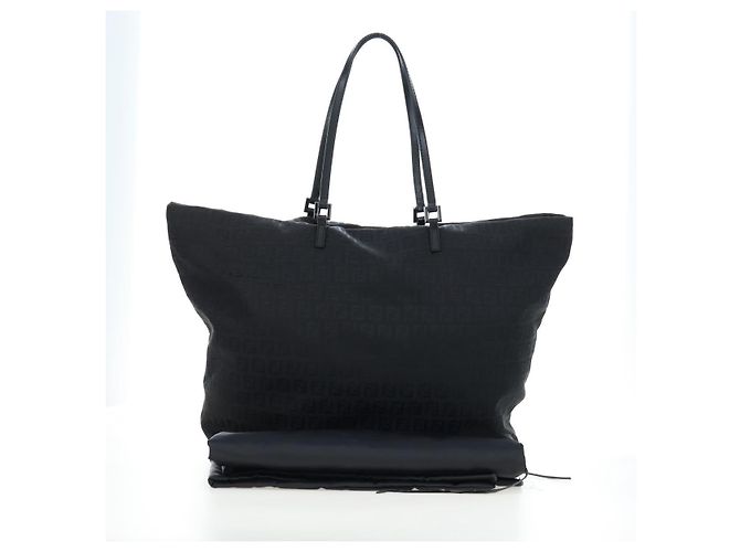 FENDI Zucchino Canvas Tote Bag Schwarz Silber Auth am12126V - Ansicht 24