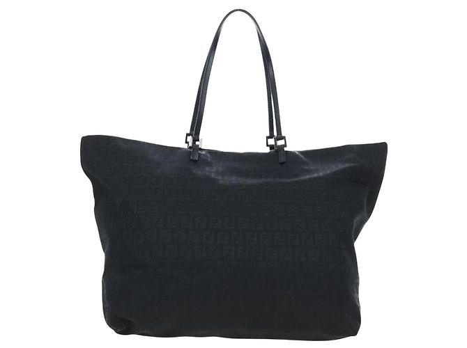 FENDI Zucchino Canvas Tote Bag Schwarz Silber Auth am12126V - Ansicht 3