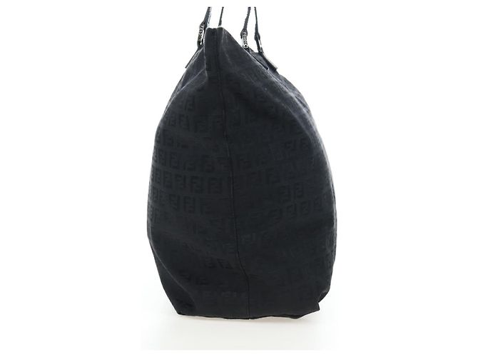 FENDI Zucchino Canvas Tote Bag Schwarz Silber Auth am12126V - Ansicht 4
