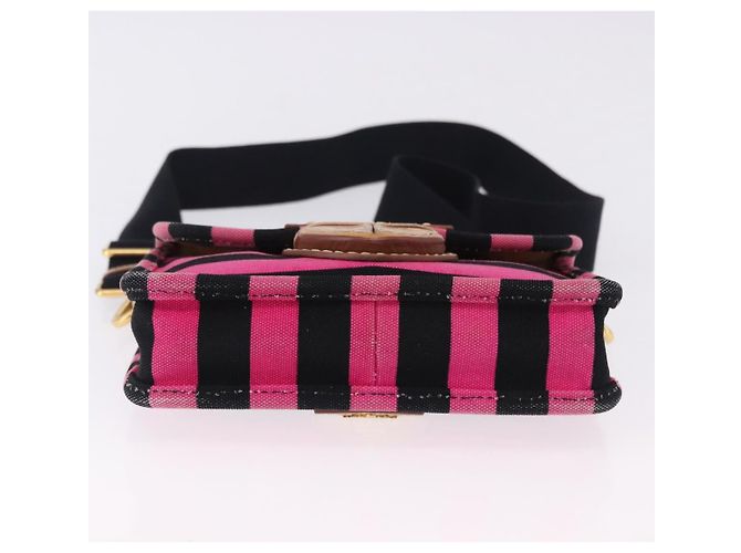 Borsa a Spalla PRADA Tela Rosa Nero Auth ka5421 - vista 10