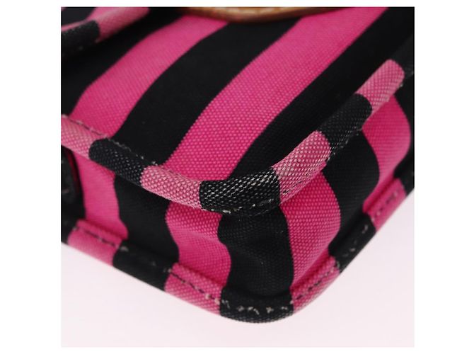 Borsa a Spalla PRADA Tela Rosa Nero Auth ka5421 - vista 11