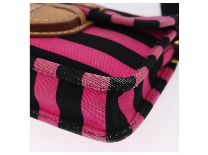 Borsa a Spalla PRADA Tela Rosa Nero Auth ka5421 - vista 12