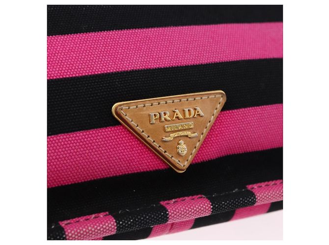 Borsa a Spalla PRADA Tela Rosa Nero Auth ka5421 - vista 15