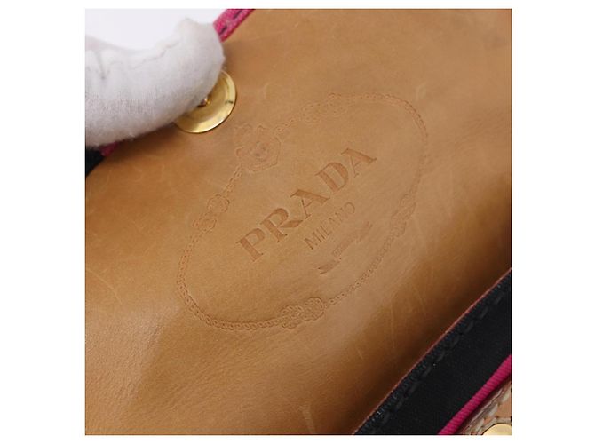 Borsa a Spalla PRADA Tela Rosa Nero Auth ka5421 - vista 18