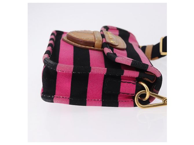 Borsa a Spalla PRADA Tela Rosa Nero Auth ka5421 - vista 5