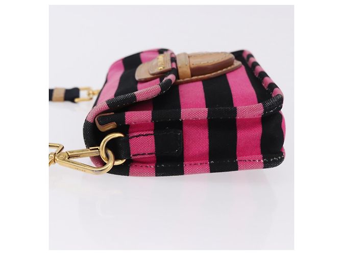 Borsa a Spalla PRADA Tela Rosa Nero Auth ka5421 - vista 6