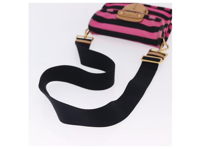 Borsa a Spalla PRADA Tela Rosa Nero Auth ka5421 - vista 8