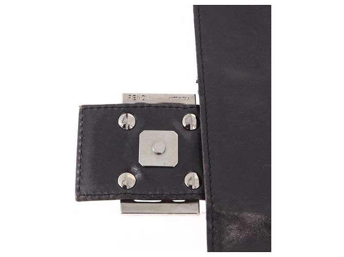 Borsa a tracolla FENDI Mamma Baguette Perline Blu Navy Argento Auth yk20696SAM - vista 16