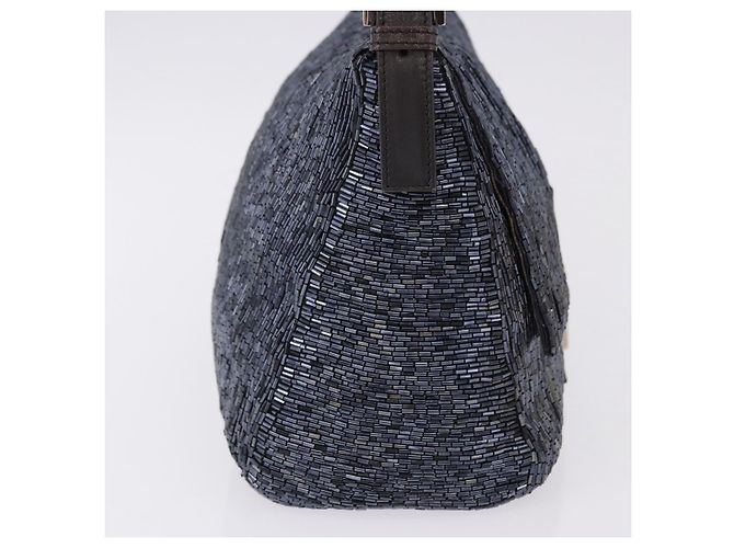 Borsa a tracolla FENDI Mamma Baguette Perline Blu Navy Argento Auth yk20696SAM - vista 5