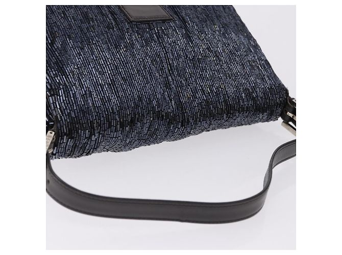 Borsa a tracolla FENDI Mamma Baguette Perline Blu Navy Argento Auth yk20696SAM - vista 6