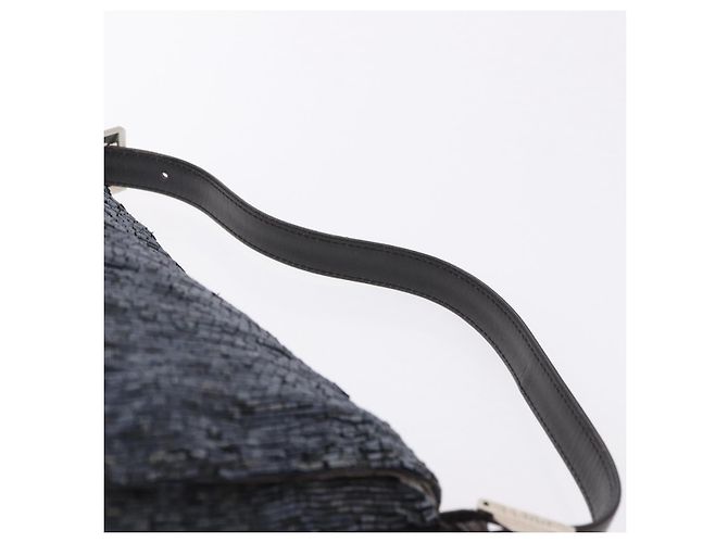 Borsa a tracolla FENDI Mamma Baguette Perline Blu Navy Argento Auth yk20696SAM - vista 8