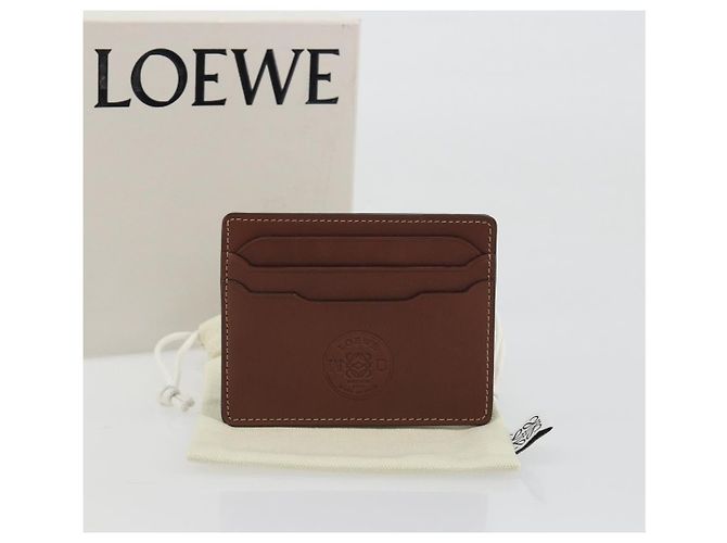 Tarjetero de cuero marrón LOEWE Auth 193161V Castaño - vista 12