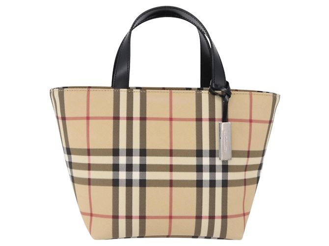 Borsa a mano BURBERRY Nova Check in PVC Beige Silver Auth 193495V Argento - vista 2