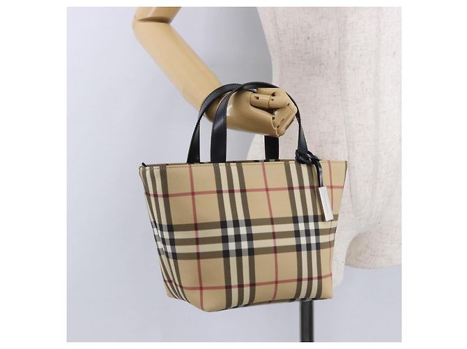 Borsa a mano BURBERRY Nova Check in PVC Beige Silver Auth 193495V Argento - vista 23