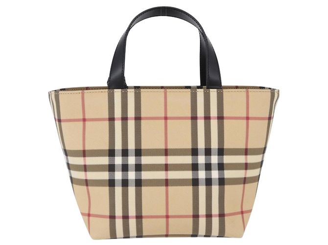 Borsa a mano BURBERRY Nova Check in PVC Beige Silver Auth 193495V Argento - vista 3