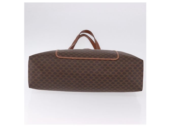 Céline Borsa Tote CELINE Macadam Canvas PVC Pelle Marrone Oro Auth 193538 D'oro - vista 10