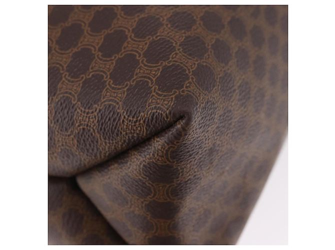 Céline Borsa Tote CELINE Macadam Canvas PVC Pelle Marrone Oro Auth 193538 D'oro - vista 13