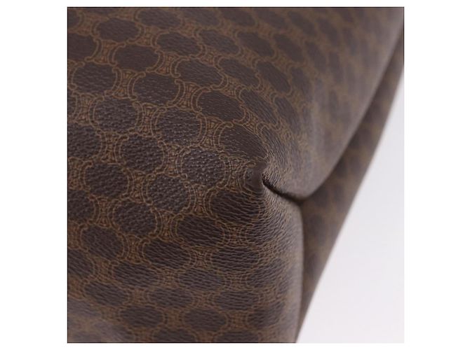 Céline Borsa Tote CELINE Macadam Canvas PVC Pelle Marrone Oro Auth 193538 D'oro - vista 14