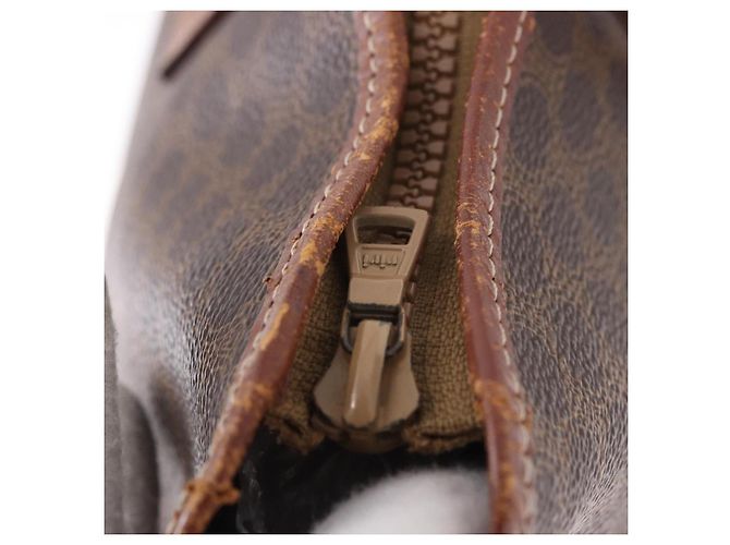 Céline Borsa Tote CELINE Macadam Canvas PVC Pelle Marrone Oro Auth 193538 D'oro - vista 15