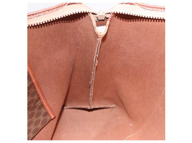 Céline Borsa Tote CELINE Macadam Canvas PVC Pelle Marrone Oro Auth 193538 D'oro - vista 18