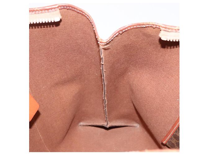 Céline Borsa Tote CELINE Macadam Canvas PVC Pelle Marrone Oro Auth 193538 D'oro - vista 19