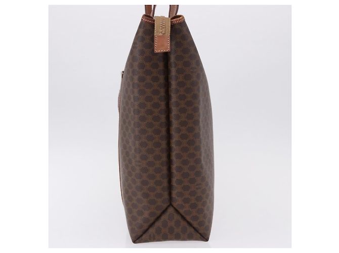 Céline Borsa Tote CELINE Macadam Canvas PVC Pelle Marrone Oro Auth 193538 D'oro - vista 4