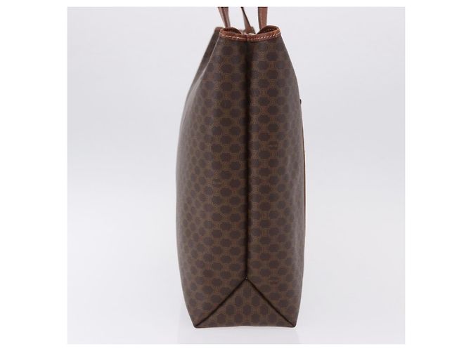 Céline Borsa Tote CELINE Macadam Canvas PVC Pelle Marrone Oro Auth 193538 D'oro - vista 5