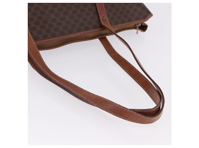Céline Borsa Tote CELINE Macadam Canvas PVC Pelle Marrone Oro Auth 193538 D'oro - vista 8