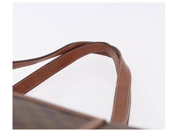 Céline Borsa Tote CELINE Macadam Canvas PVC Pelle Marrone Oro Auth 193538 D'oro - vista 9
