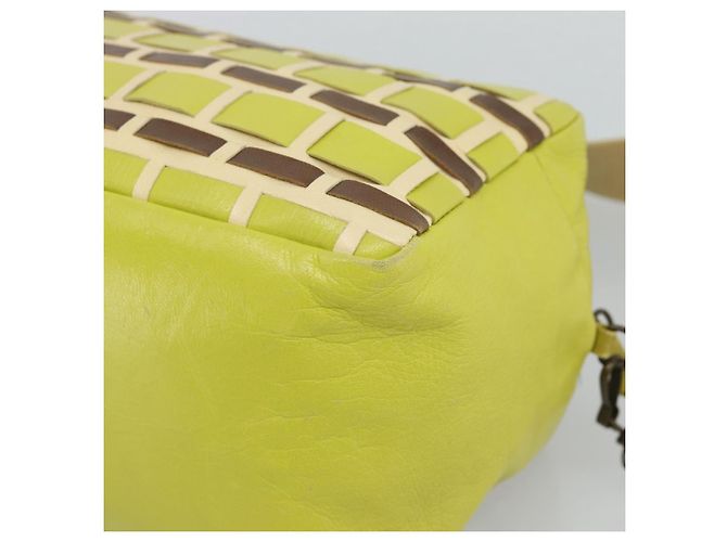 Borsa a Spalla Miu Miu in Pelle Verde Lime Oro Auth BA14150 D'oro - vista 12