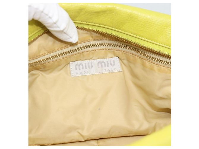 Borsa a Spalla Miu Miu in Pelle Verde Lime Oro Auth BA14150 D'oro - vista 15