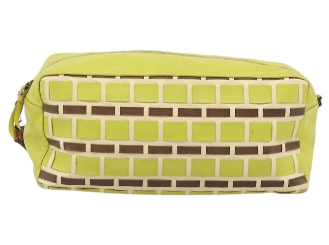 Borsa a Spalla Miu Miu in Pelle Verde Lime Oro Auth BA14150 D'oro - vista 2