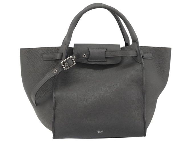 Céline CELINE Big Bag Small Hand Bag Pelle 2way Grigio Argento Auth ep15408V Marrone - vista 2
