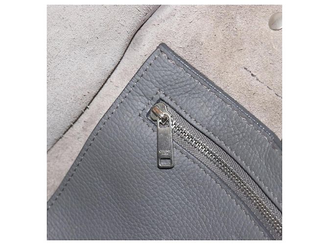 Céline CELINE Big Bag Small Hand Bag Pelle 2way Grigio Argento Auth ep15408V Marrone - vista 22