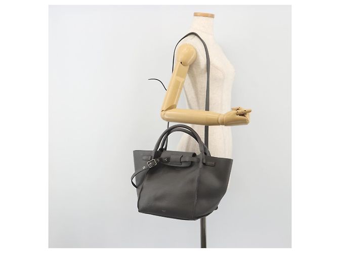Céline CELINE Big Bag Small Hand Bag Pelle 2way Grigio Argento Auth ep15408V Marrone - vista 25
