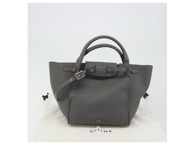 Céline CELINE Big Bag Small Hand Bag Pelle 2way Grigio Argento Auth ep15408V Marrone - vista 26