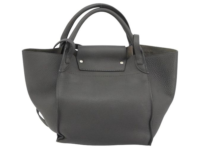 Céline CELINE Big Bag Small Hand Bag Pelle 2way Grigio Argento Auth ep15408V Marrone - vista 3