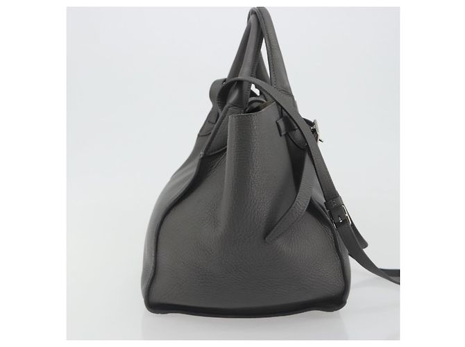 Céline CELINE Big Bag Small Hand Bag Pelle 2way Grigio Argento Auth ep15408V Marrone - vista 5