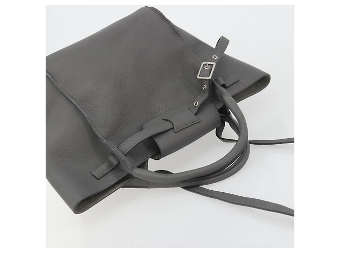 Céline CELINE Big Bag Small Hand Bag Pelle 2way Grigio Argento Auth ep15408V Marrone - vista 6