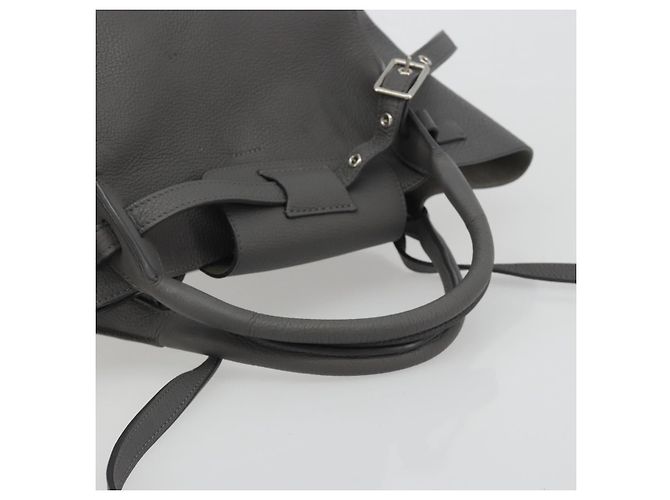 Céline CELINE Big Bag Small Hand Bag Pelle 2way Grigio Argento Auth ep15408V Marrone - vista 7