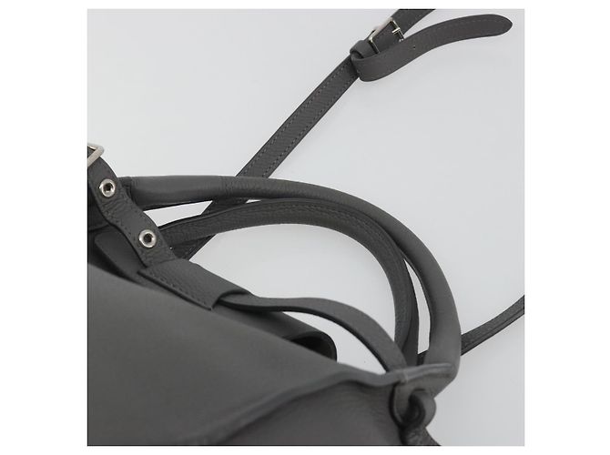 Céline CELINE Big Bag Small Hand Bag Pelle 2way Grigio Argento Auth ep15408V Marrone - vista 8