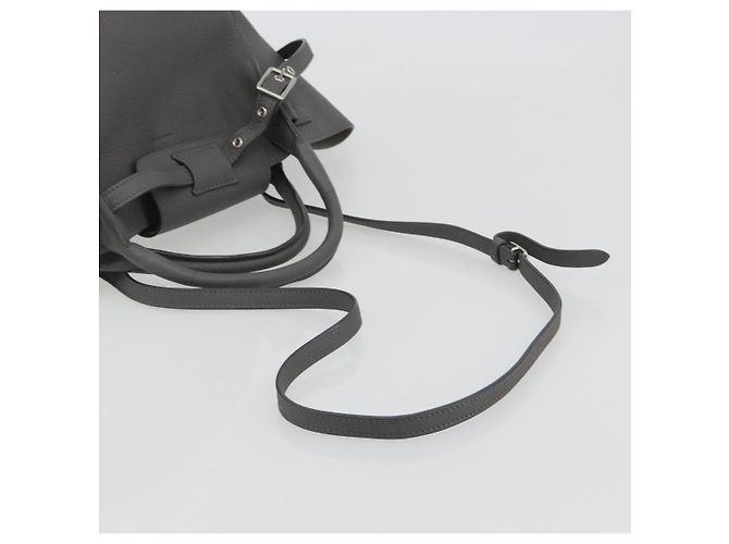 Céline CELINE Big Bag Small Hand Bag Pelle 2way Grigio Argento Auth ep15408V Marrone - vista 9