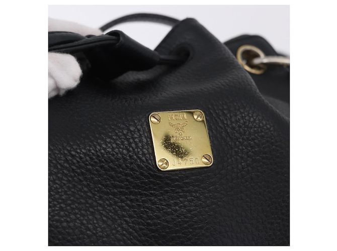 Borsa a tracolla MCM in pelle nera e oro Auth BA14146A Nero D'oro - vista 14