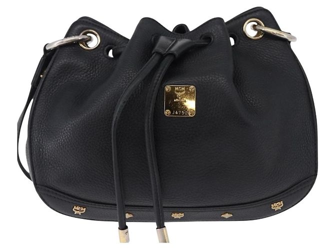 Borsa a tracolla MCM in pelle nera e oro Auth BA14146A Nero D'oro - vista 2