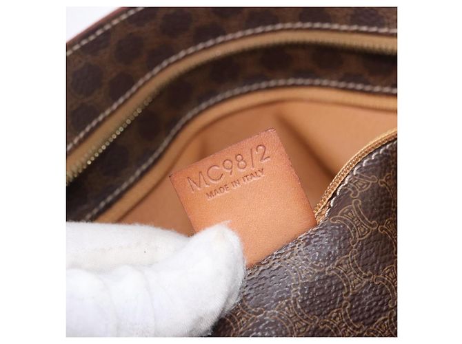 Céline Borsa Tote CELINE Macadam in tela e pelle PVC marrone oro Auth 193520 D'oro - vista 23