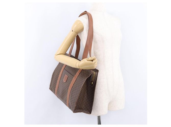 Céline Borsa Tote CELINE Macadam in tela e pelle PVC marrone oro Auth 193520 D'oro - vista 24