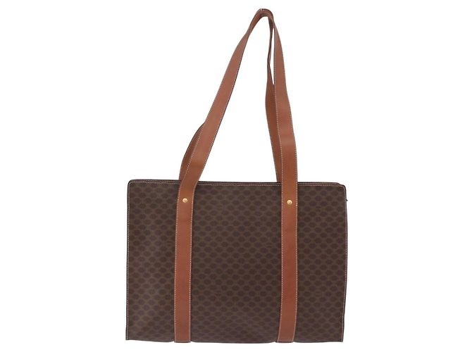 Céline Borsa Tote CELINE Macadam in tela e pelle PVC marrone oro Auth 193520 D'oro - vista 3