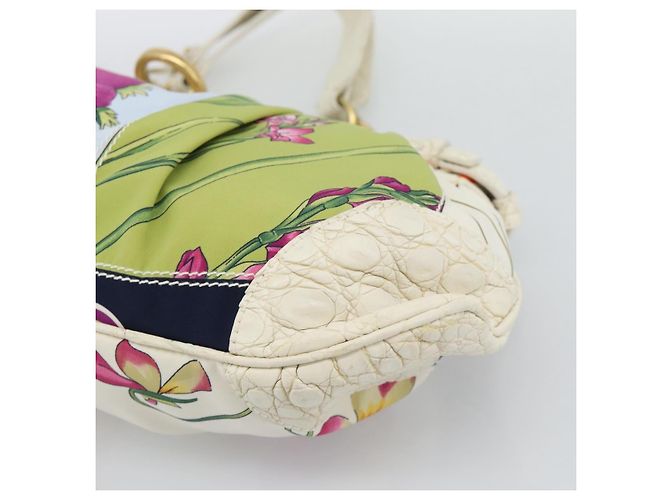 Borsa a mano Salvatore Ferragamo Gancini in nylon e oro bianco Auth 194550A D'oro - vista 11